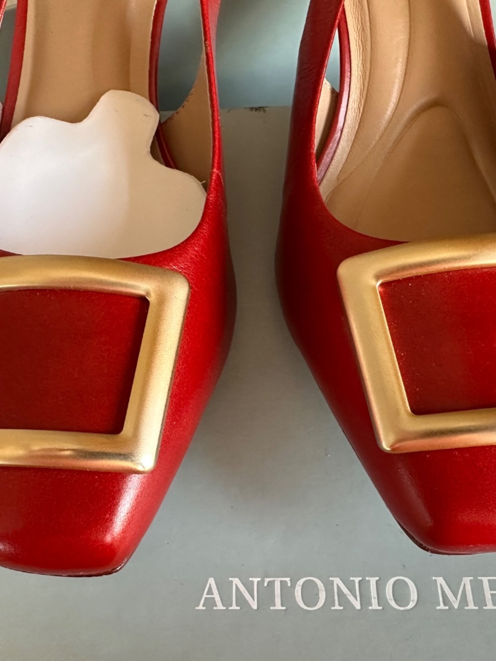 Red Antonio Milani Leather Heels Size 9M NWOB - Picture 4 of 4